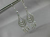 ANTIQUE LONG SEASHELL 14KT WHITE GOLD DIAMOND CUT CHANDELIER EARRINGS #19425