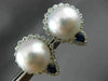 LARGE 2.38CT DIAMOND AAA SAPPHIRE & SOUTH SEA PEARL 18KT WHITE GOLD 3D EARRINGS