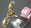 LARGE 1.56CT WHITE & FANCY YELLOW DIAMOND 18KT 2 TONE GOLD PEAR SHAPE LOVE RING