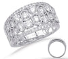 WIDE 1.38CT DIAMOND 14KT WHITE GOLD MULTI ROW HEXAGON FILIGREE ANNIVERSARY RING