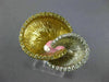 WIDE .34CT WHITE & FANCY YELLOW DIAMOND 18K 2 TONE GOLD DOUBLE SHELL FLOWER RING