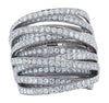 LARGE 4.37CT DIAMOND 18KT WHITE GOLD MULTI ROW CRISS CROSS 3D ANNIVERSARY RING