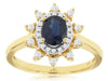1.25CT DIAMOND & AAA SAPPHIRE 14KT YELLOW GOLD OVAL & ROUND FLORAL STAR FUN RING
