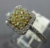ESTATE .55CT WHITE & FANCY YELLOW DIAMOND 14K WHITE GOLD CLUSTER FRIENDSHIP RING