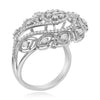EXTRA LARGE 1.06CT DIAMOND 18K WHITE GOLD 3D MULTI LEAF DOUBLE SWIRL FLOWER RING