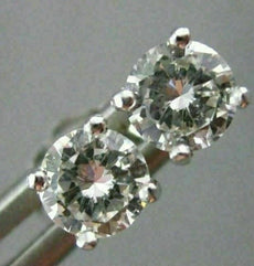 ESTATE .60CT DIAMOND 14KT WHITE GOLD 3D CLASSIC FOUR PRONG STUD EARRINGS #22074