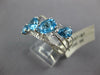 LARGE 2.8CT DIAMOND & AAA BLUE TOPAZ 14K WHITE GOLD MULTI SHAPE CRISS CROSS RING