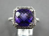 LARGE 2.5CT DIAMOND & AAA AMETHYST 14K WHITE GOLD 3D SQUARE HALO ENGAGEMENT RING