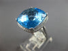 EXTRA LARGE 15.70CT DIAMOND & AAA BLUE TOPAZ 14K WHITE GOLD CUSHION & ROUND RING
