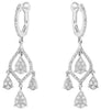 1.13CT DIAMOND 14K WHITE GOLD 3D MULTI TEAR DROP CHANDELIER FUN HANGING EARRINGS