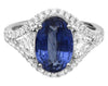 LARGE 5.98CT DIAMOND & AAA SAPPHIRE 18K WHITE GOLD 3D OVAL TRILLION & ROUND RING