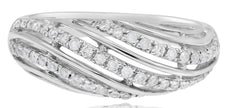 ESTATE .33CT DIAMOND 14KT WHITE GOLD MULTI ROW DIAGONAL DOME SHAPE WEDDING RING