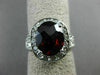 ESTATE LARGE 4.49CT DIAMOND & AAA GARNET 14KT WHITE GOLD OVAL FILIGREE FUN RING