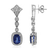 LARGE 7.72CT DIAMOND & AAA SAPPHIRE 18KT WHITE GOLD 3D CUSHION & ROUND EARRINGS