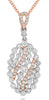 1.0CT DIAMOND 18K WHITE & ROSE GOLD CLASSIC CLUSTER JOURNEY FUN FLOATING PENDANT