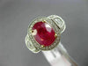 ESTATE LARGE EGL 3.76CT DIAMOND & RUBY 18K TWO TONE GOLD 3 STONE ENGAGEMENT RING