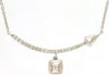 ESTATE .11CT DIAMOND 14KT WHITE GOLD 3D ARROW BAR SQUARE FUN NECKLACE