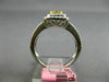 ESTATE WIDE .91CT WHITE & FANCY YELLOW DIAMOND 18KT 2 TONE GOLD DOUBLE HALO RING