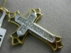 ESTATE LARGE 1.0CT DIAMOND 14KT TWO TONE GOLD 3D HANDCRAFTED CROSS PENDANT #6286