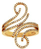 ESTATE WIDE .52CT DIAMOND 14KT YELLOW GOLD MULTI ROW DOUBLE SWIRL FUN RING