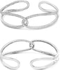LARGE 1.20CT DIAMOND 14K WHITE GOLD 3D ROUND LOVE KNOT TEAR DROP BANGLE BRACELET