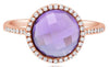 ESTATE 2.7CT DIAMOND & AAA AMETHYST 14KT ROSE GOLD 3D ROUND HALO FUN RING