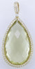 18.54CT DIAMOND & AAA LEMON QUARTZ 14K YELLOW GOLD 3D PEAR SHAPE & ROUND PENDANT