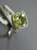 1.21CT DIAMOND & AAA GREEN AMETHYST 14K WHITE GOLD 3D CUSHION & ROUND BEZEL RING