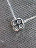ESTATE .21CT DIAMOND 14KT WHITE GOLD CLASSIC 4 LEAF CLOVER FLOWER LOVE NECKLACE
