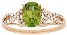 1.39CT DIAMOND & AAA PERIODT 14KT ROSE GOLD 3D OVAL & ROUND INFINITY LOVE RING