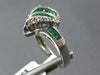ESTATE WIDE 1.18CT DIAMOND & AAA EMERALD 14KT WHITE GOLD CLASSIC LEAF FUN RING