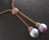 LARGE .42CT DIAMOND & AAA WHITE & PINK SOUTH SEA PEARL 18K ROSE GOLD 3D NECKLACE
