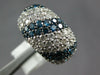 ESTATE WIDE 3.49CT WHITE & BLUE DIAMOND 18KT WHITE GOLD MULTI ROW DOME FUN RING