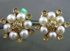 ESTATE .62CT DIAMOND & AAA PEARL 18K WHITE & YELLOW GOLD FLOWER CLIP ON EARRINGS