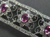 ESTATE WIDE 4.47CT DIAMOND & AAA PINK SAPPHIRE 14KT WHITE GOLD FLORAL BRACELET