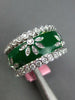 WIDE 1.44CT DIAMOND & GREEN ENAMEL 18K WHITE GOLD MULTI FLOWER ETERNITY FUN RING