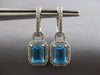 2.38 DIAMOND & AAA BLUE TOPAZ 14K WHITE GOLD EMERALD CUT & ROUND EARRINGS #28159