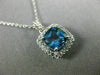 ESTATE 2.27CT AAA LONDON BLUE TOPAZ & WHITE SAPPHIRE 14K WHITE GOLD HALO PENDANT