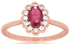 .71CT DIAMOND & AAA RUBY 14KT ROSE GOLD OVAL & ROUND SEMI BEZEL FLOWER FUN RING