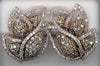 LARGE 2.19CT WHITE & MOCHA DIAMOND 14KT WHITE GOLD MULTI LEAF HANGING EARRINGS