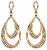 ESTATE LARGE .95CT DIAMOND 14K ROSE GOLD 3D MULTI ROW TEAR DROP HANGING EARRINGS