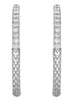 ESTATE .49CT DIAMOND 18KT WHITE GOLD 3D ROUND HAMMERED HOOP FUN HANGING EARRINGS