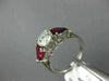 ESTATE 1.90CT DIAMOND & AAA RUBY PLATINUM PEAR SHAPE THREE STONE ENGAGEMENT RING