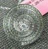 ESTATE .83CT DIAMONDS 18KT WHITE GOLD CIRCULAR MULTI ROW SWIRL SOLITAIRE PENDANT