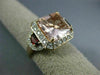 LARGE 4.82CT DIAMOND AAA MORGANITE & GARNET 14K ROSE 3D 3 STONE ENGAGEMENT RING