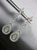 ESTATE .3CT DIAMOND 14KT WHITE GOLD 3D PAVE TEAR DROP FLOWER HANGING EARRINGS