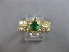 ESTATE 1.3CT DIAMOND & AAA EMERALD 18KT YELLOW GOLD 2 ROW FLOWER FUN RING #28143