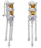 1.47CT DIAMOND & AAA CITRINE & PINK AMETHYST 14KT WHITE GOLD 3D CLIP ON EARRINGS