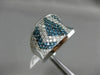 ESTATE LARGE 2.86CT WHITE & BLUE DIAMOND 14K WHITE GOLD 3D PAVE CONCAVE FUN RING