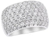 LARGE 3.03CT DIAMOND 14KT WHITE GOLD 3D MULTI ROW PAVE ROUND ANNIVERSARY RING
